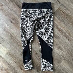 Lululemon Pace Rival Crop Leggings Size 4 Black Ace Spot Luxtreme Mesh Pockets